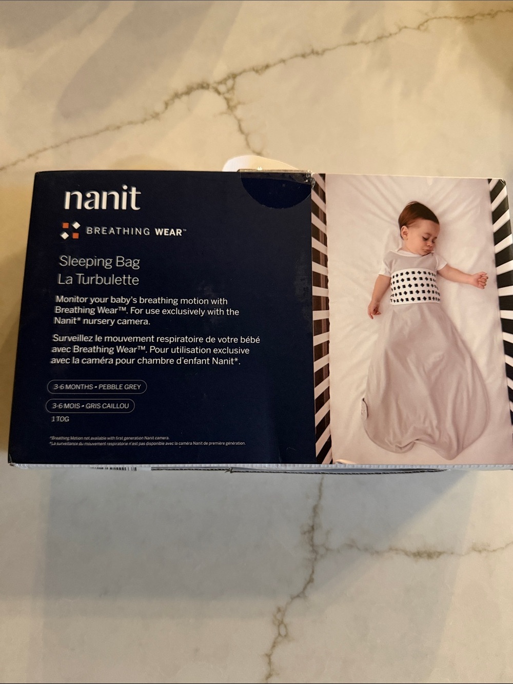 Nanit Pebble Grey Breathing Wear Sleeping Bag for Kids. New in box. 3-6 months